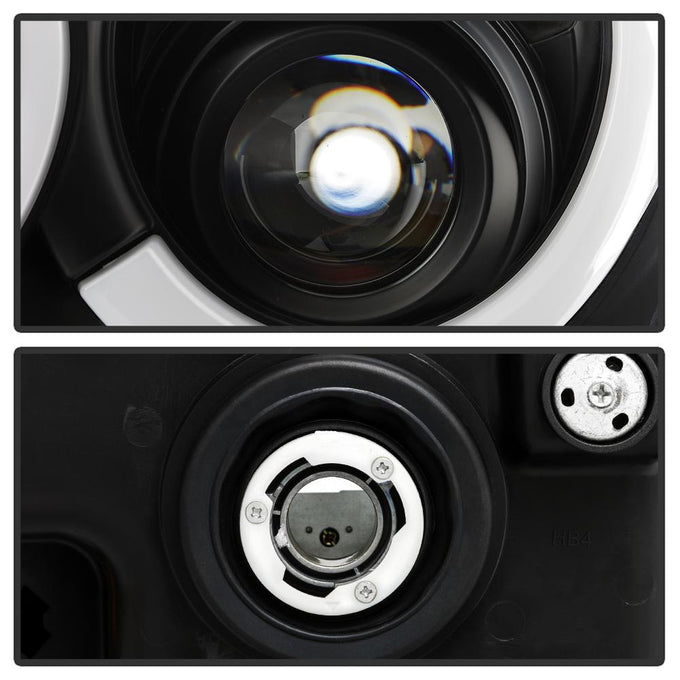 Black Light Bar Projector Headlights <br>05-07 Jeep Grand Cherokee