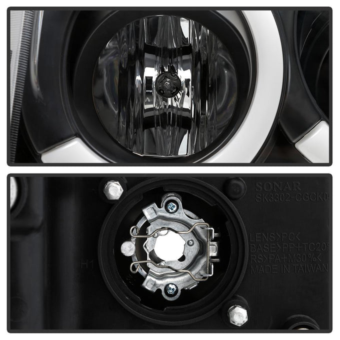 Black Light Bar Projector Headlights <br>05-07 Jeep Grand Cherokee