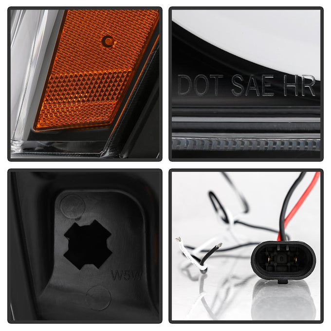 Black Light Bar Projector Headlights <br>05-07 Jeep Grand Cherokee