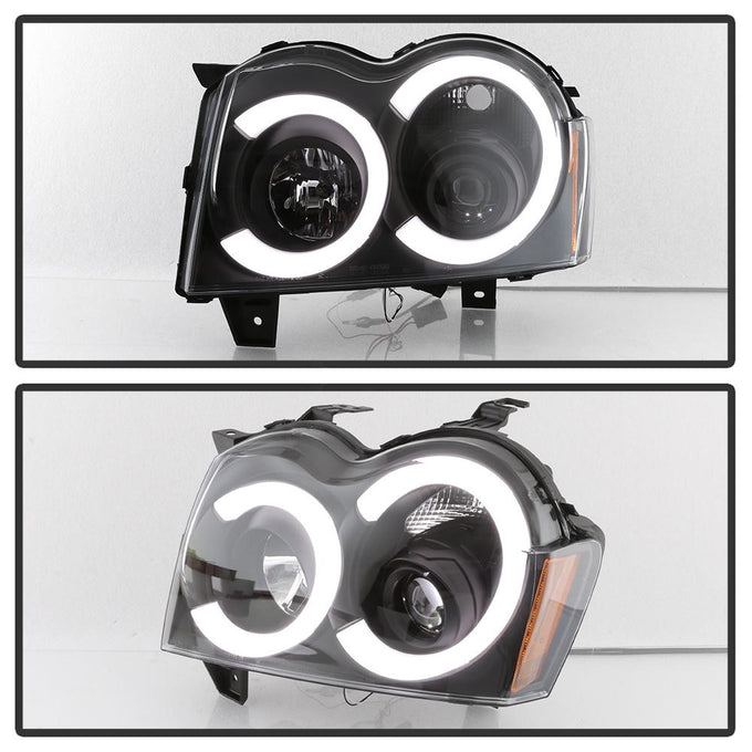 Black Light Bar Projector Headlights <br>05-07 Jeep Grand Cherokee