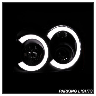 Black Light Bar Projector Headlights <br>05-07 Jeep Grand Cherokee