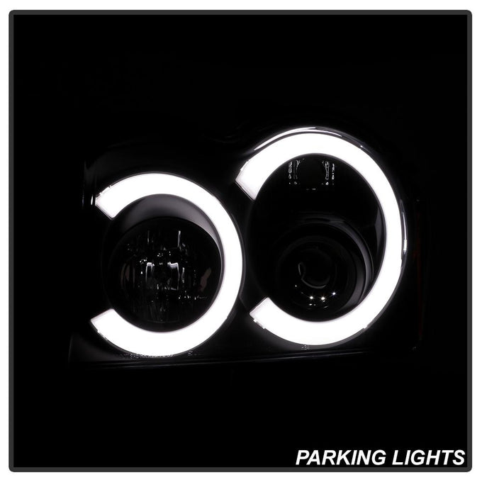 Black Light Bar Projector Headlights <br>05-07 Jeep Grand Cherokee