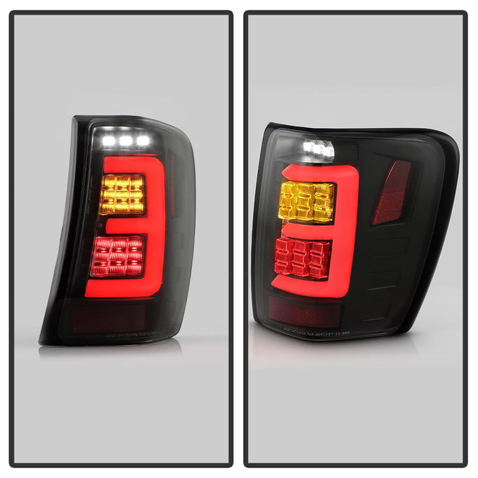 Version 3 Black Light Bar LED Tail Lights <br>99-04 Jeep Grand Cherokee