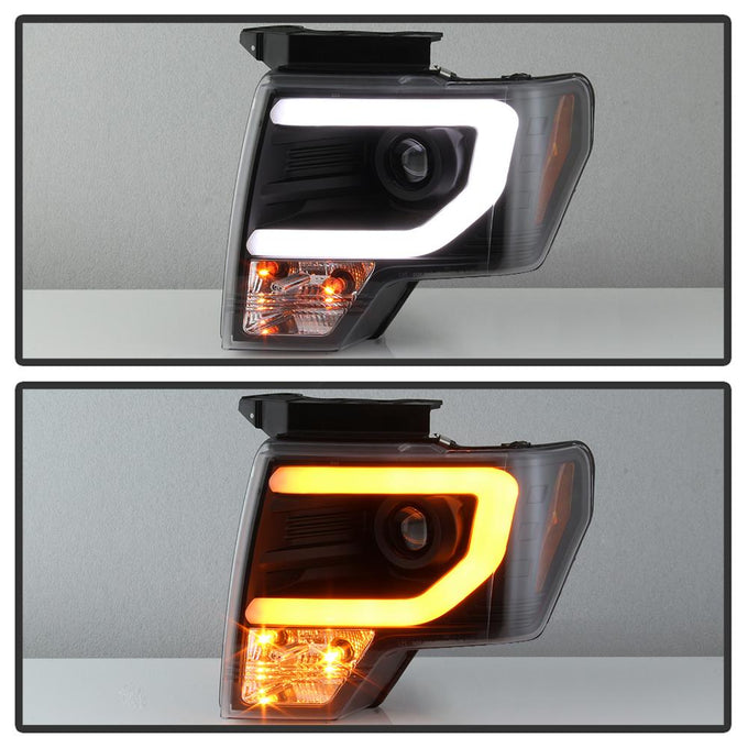 Switch Back Turn Signal Light Bar Black Projector Headlights <br>09-14 Ford F-150