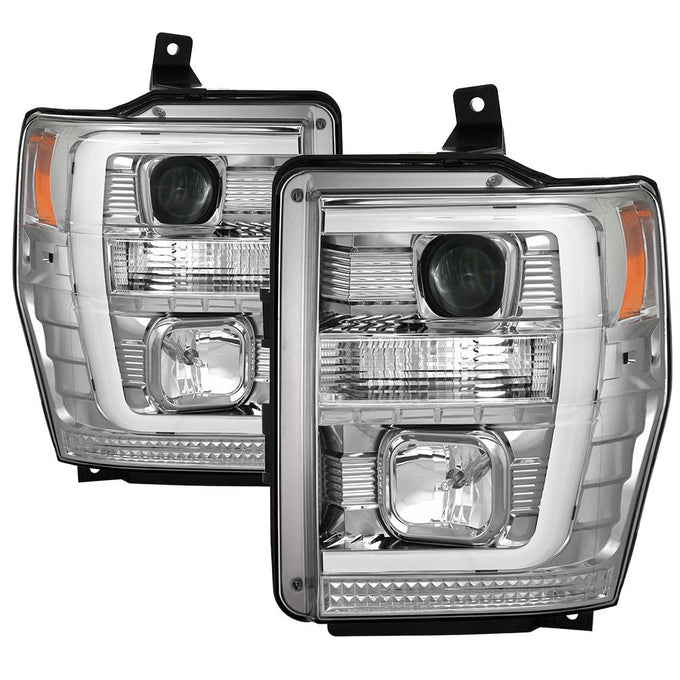 Version 2 Chrome Switch Back Light Bar Projector Headlights <br>08-10 Ford F-250 F-350 F-450 Super Duty