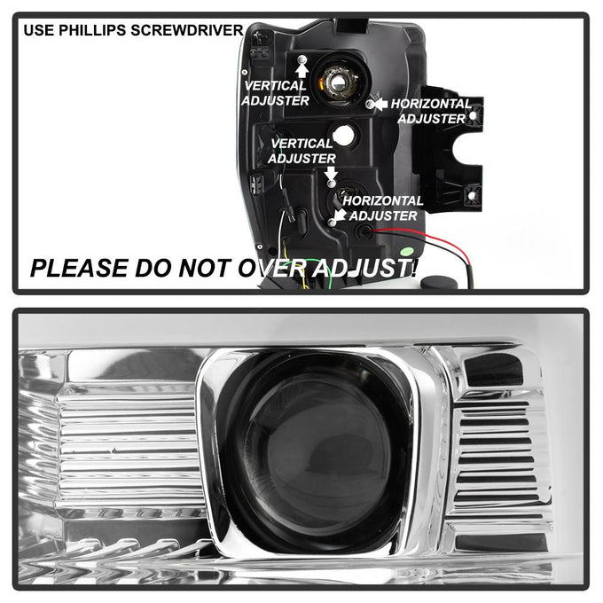 Version 2 Chrome Switch Back Light Bar Projector Headlights <br>08-10 Ford F-250 F-350 F-450 Super Duty