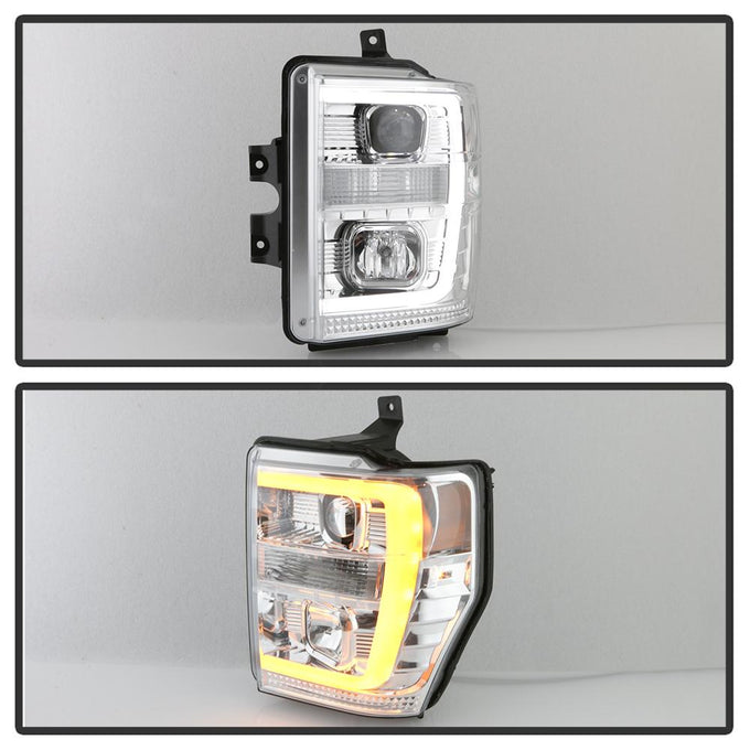 Version 2 Chrome Switch Back Light Bar Projector Headlights <br>08-10 Ford F-250 F-350 F-450 Super Duty