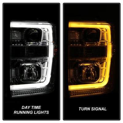 Version 2 Chrome Switch Back Light Bar Projector Headlights <br>08-10 Ford F-250 F-350 F-450 Super Duty