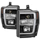 Version 2 Black Switch Back Light Bar Projector Headlights <br>08-10 Ford F-250 F-350 F-450 Super Duty