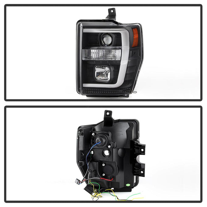 Version 2 Black Switch Back Light Bar Projector Headlights <br>08-10 Ford F-250 F-350 F-450 Super Duty