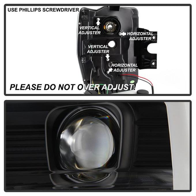 Version 2 Black Switch Back Light Bar Projector Headlights <br>08-10 Ford F-250 F-350 F-450 Super Duty