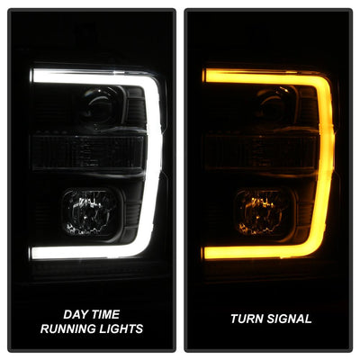 Version 2 Black Switch Back Light Bar Projector Headlights <br>08-10 Ford F-250 F-350 F-450 Super Duty