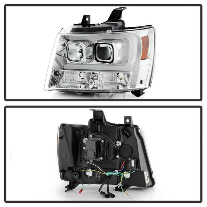 Version 2 Chrome Switch Back Turn Signal Light Bar Projector Headlights <br>07-14 Chevy Avalanche Suburban 1500 2500
