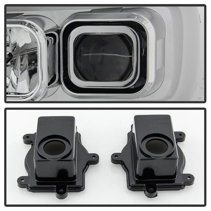 Version 2 Chrome Switch Back Turn Signal Light Bar Projector Headlights <br>07-14 Chevy Avalanche Suburban 1500 2500