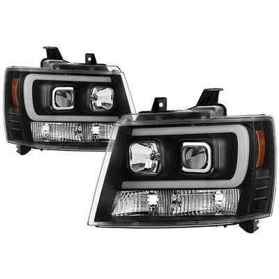 Version 2 Black Switch Back Turn Signal Light Bar Projector Headlights <br>07-14 Chevy Avalanche Suburban 1500 2500
