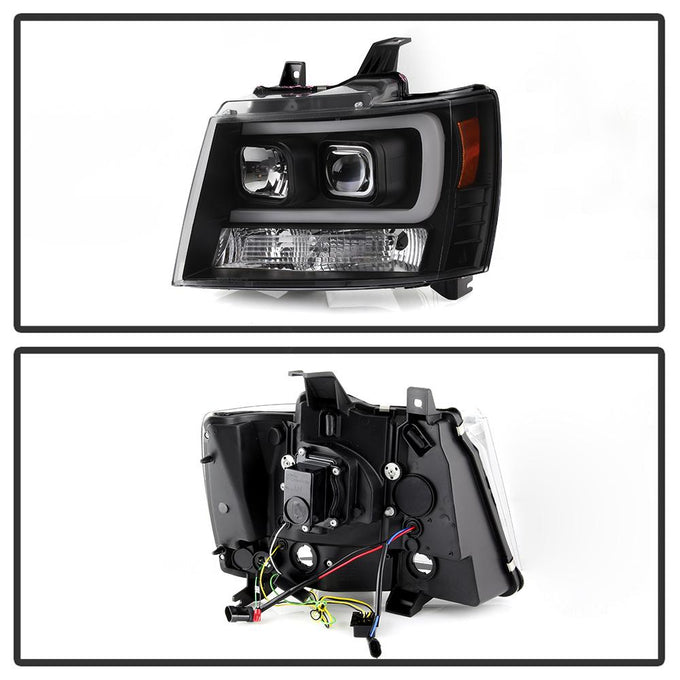 Version 2 Black Switch Back Turn Signal Light Bar Projector Headlights <br>07-14 Chevy Avalanche Suburban 1500 2500
