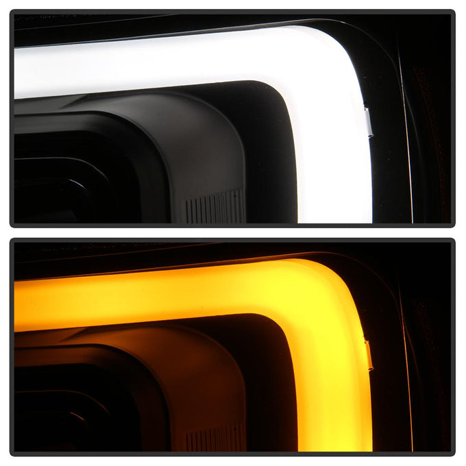 Version 2 Black Switch Back Turn Signal Light Bar Projector Headlights <br>07-14 Chevy Avalanche Suburban 1500 2500