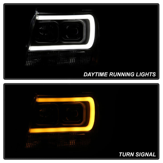 Version 2 Black Switch Back Turn Signal Light Bar Projector Headlights <br>07-14 Chevy Avalanche Suburban 1500 2500
