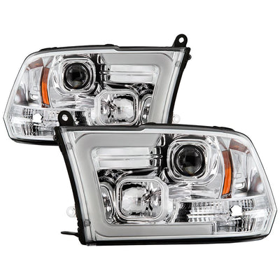 Version 2 Chrome Switch Back Light Bar Turn Signal Projector Headlights <br>09-18 Dodge Ram 1500 2500 3500
