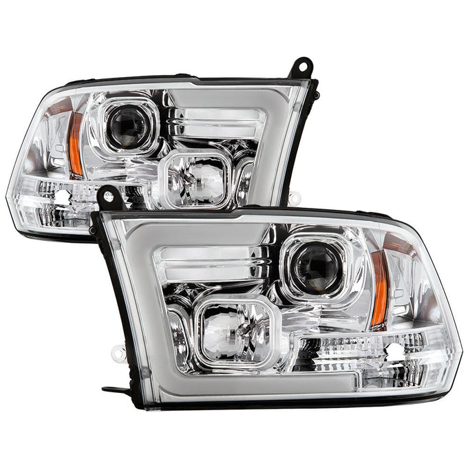 Version 2 Chrome Switch Back Light Bar Turn Signal Projector Headlights <br>09-18 Dodge Ram 1500 2500 3500