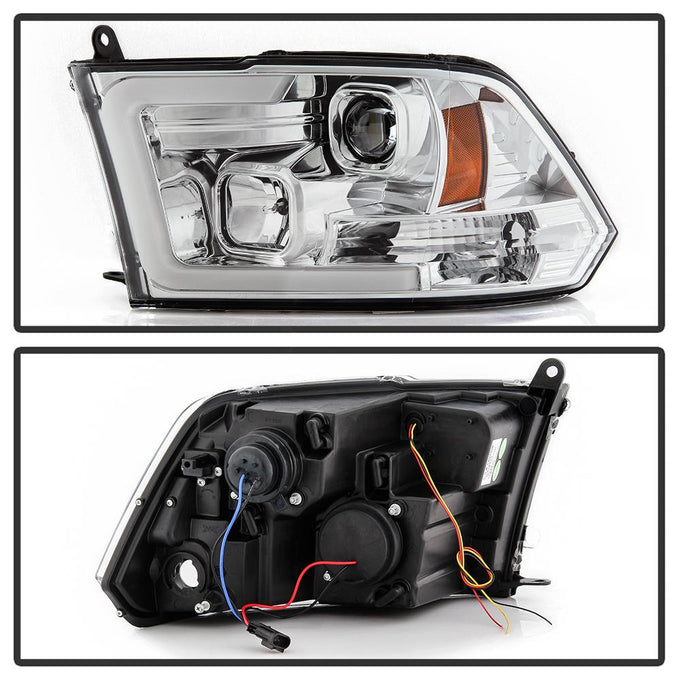 Version 2 Chrome Switch Back Light Bar Turn Signal Projector Headlights <br>09-18 Dodge Ram 1500 2500 3500