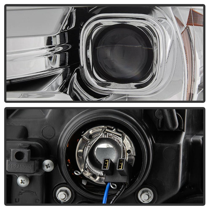 Version 2 Chrome Switch Back Light Bar Turn Signal Projector Headlights <br>09-18 Dodge Ram 1500 2500 3500