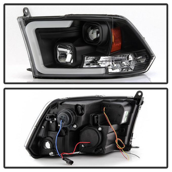 Version 2 Black Switch Back Light Bar Turn Signal Projector Headlights <br>09-18 Dodge Ram 1500 2500 3500