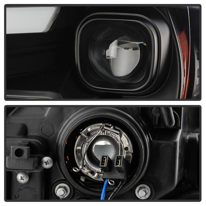 Version 2 Black Switch Back Light Bar Turn Signal Projector Headlights <br>09-18 Dodge Ram 1500 2500 3500