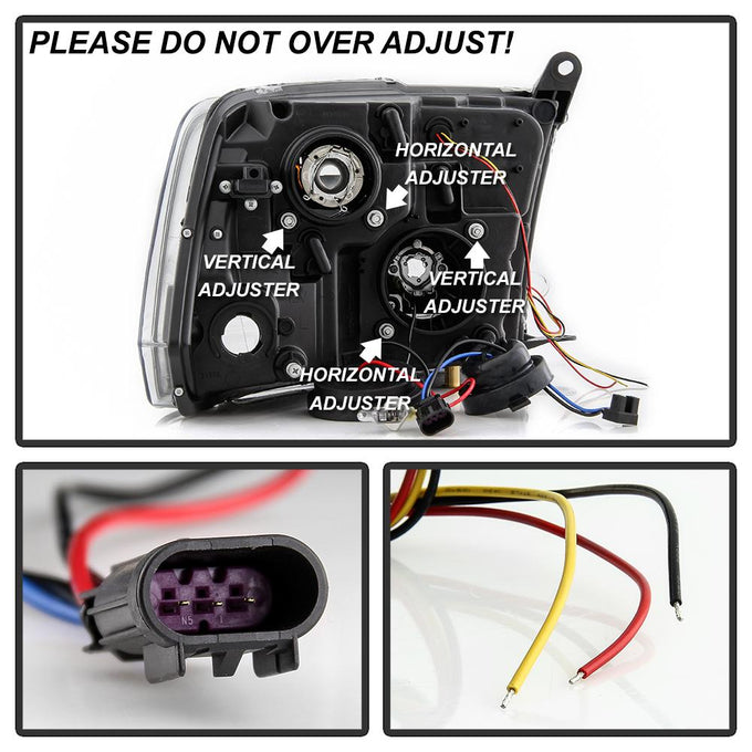 Version 2 Black Switch Back Light Bar Turn Signal Projector Headlights <br>09-18 Dodge Ram 1500 2500 3500