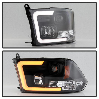Version 2 Black Switch Back Light Bar Turn Signal Projector Headlights <br>09-18 Dodge Ram 1500 2500 3500