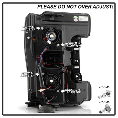 Switch Back Sequential Turn Signal Light Bar Chrome Projector Headlights <br>17-19 Ford F-450 Super Duty F-250 Super Duty F-350 Super Duty