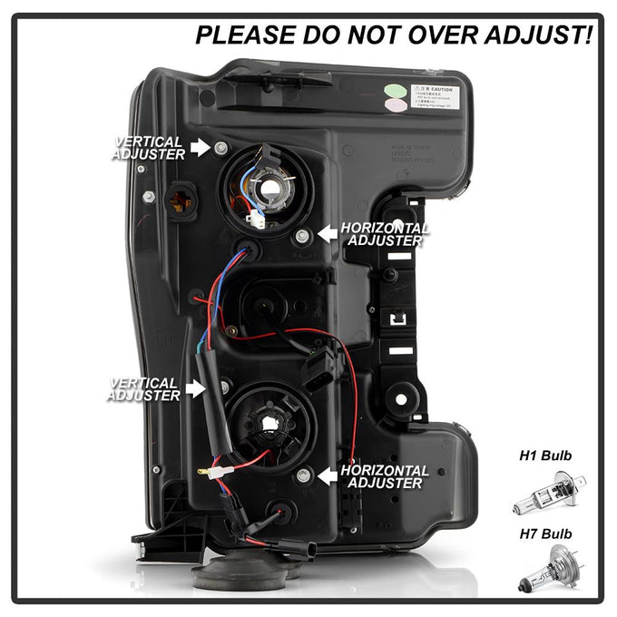 Switch Back Sequential Turn Signal Light Bar Chrome Projector Headlights <br>17-19 Ford F-450 Super Duty F-250 Super Duty F-350 Super Duty