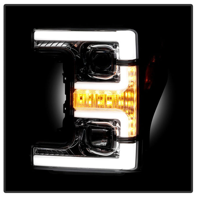 Switch Back Sequential Turn Signal Light Bar Chrome Projector Headlights <br>17-19 Ford F-450 Super Duty F-250 Super Duty F-350 Super Duty