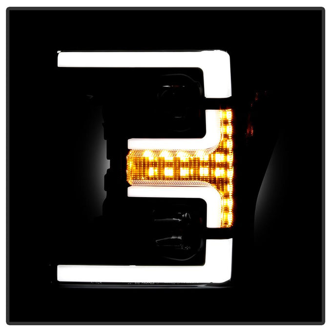 Switch Back Sequential Turn Signal Light Bar Black Projector Headlights <br>17-19 Ford F-450 Super Duty F-250 Super Duty F-350 Super Duty