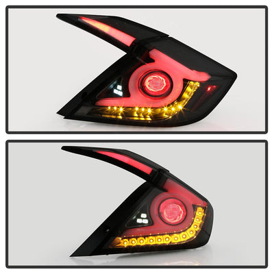 Black Smoke LED Tail Lights <br>16-19 Honda Civic