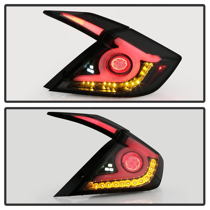 Black Smoke LED Tail Lights <br>16-19 Honda Civic