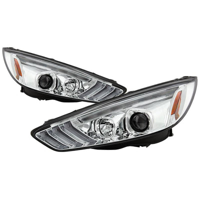 Sequential Turn Signal Light Bar Chrome Projector Headlights <br>15-18 Ford Focus