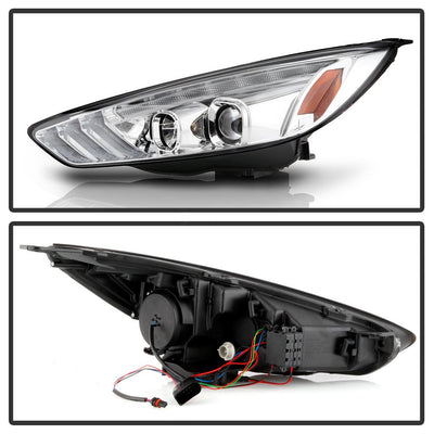Sequential Turn Signal Light Bar Chrome Projector Headlights <br>15-18 Ford Focus