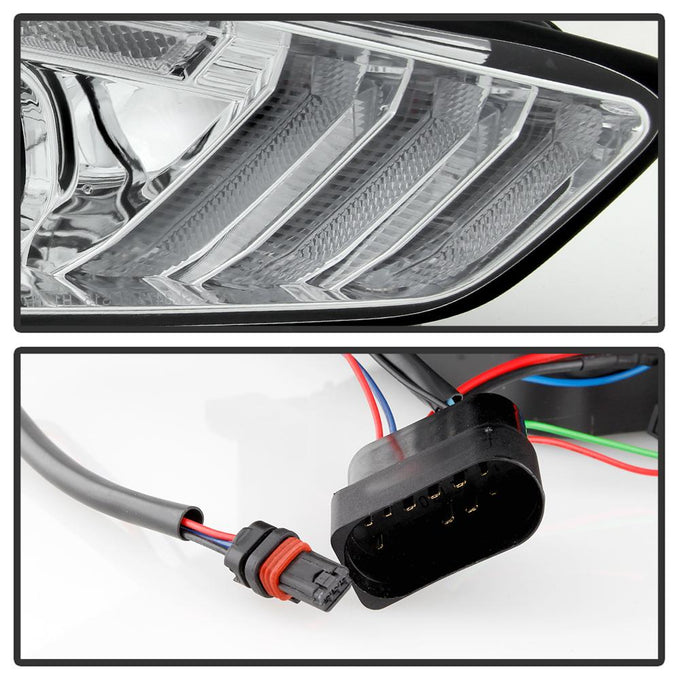 Sequential Turn Signal Light Bar Chrome Projector Headlights <br>15-18 Ford Focus