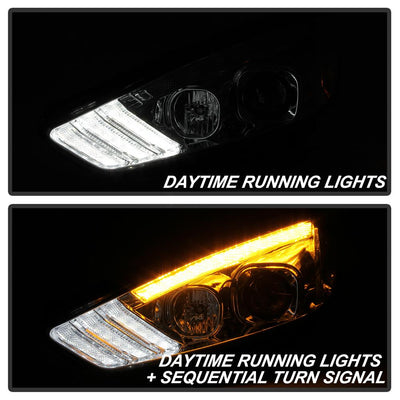 Sequential Turn Signal Light Bar Chrome Projector Headlights <br>15-18 Ford Focus