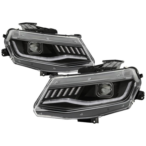 Sequential Turn Signal Black LED Headlights <br>16-18 Chevrolet Camaro