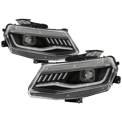 Sequential Turn Signal Black LED Headlights <br>16-18 Chevrolet Camaro
