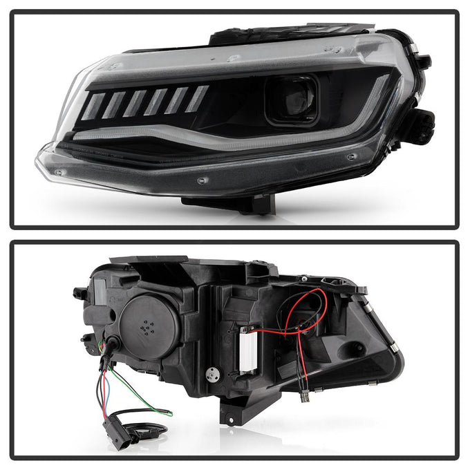 Sequential Turn Signal Black LED Headlights <br>16-18 Chevrolet Camaro