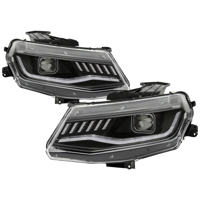 Sequential Turn Signal Black Projector Headlights <br>16-18 Chevrolet Camaro