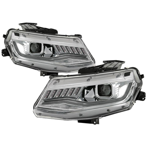 Sequential Turn Signal Chrome Projector Headlights <br>16-18 Chevrolet Camaro