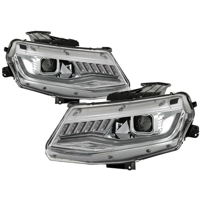 Sequential Turn Signal Chrome Projector Headlights <br>16-18 Chevrolet Camaro