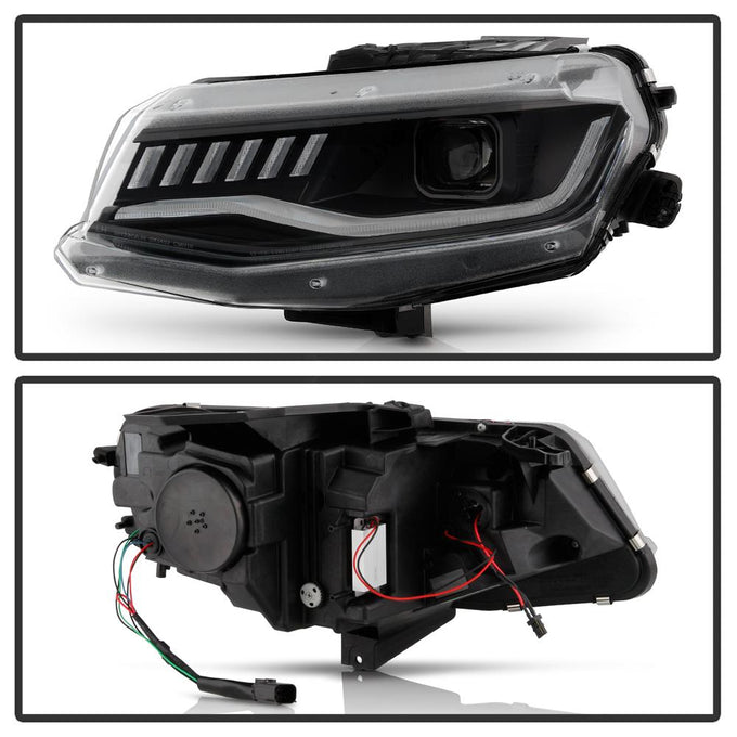 Sequential Turn Signal Black LED Headlights <br>16-18 Chevrolet Camaro