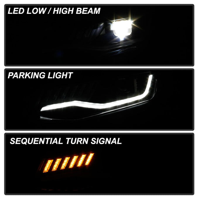 Sequential Turn Signal Black LED Headlights <br>16-18 Chevrolet Camaro