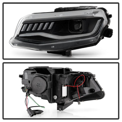 Sequential Turn Signal Black Projector Headlights <br>16-18 Chevrolet Camaro