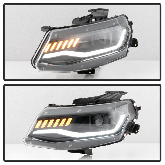 Sequential Turn Signal Black Projector Headlights <br>16-18 Chevrolet Camaro